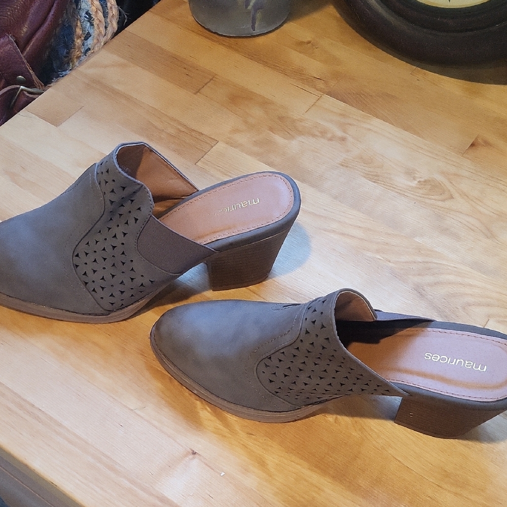 Maurices Taupe Slip-On Mules